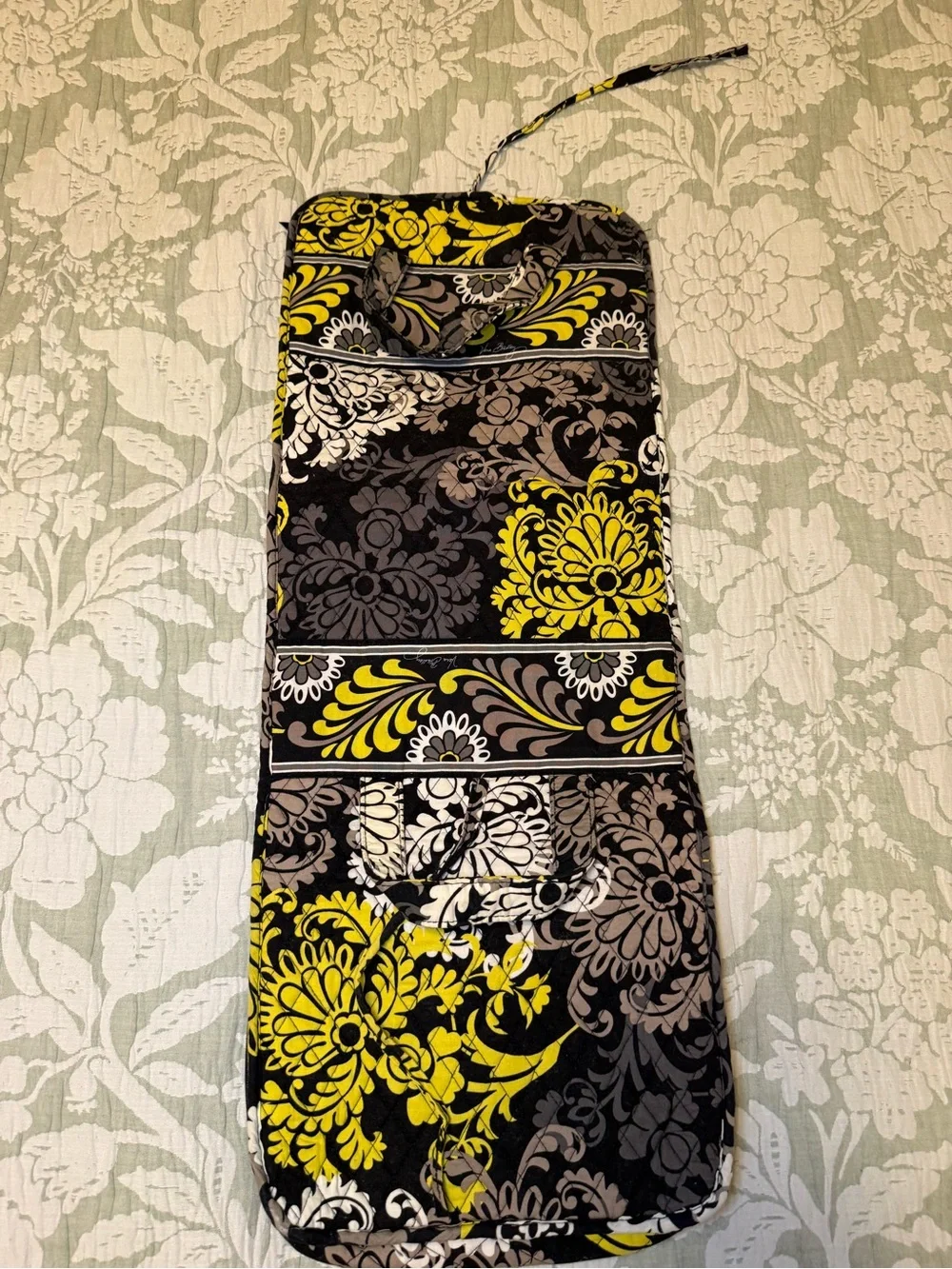 Vera Bradley Baroque Black, Yellow & White Quilted Hanging Cosmetic Organizer